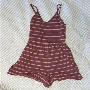 Striped Burgundy and Pink Romper
